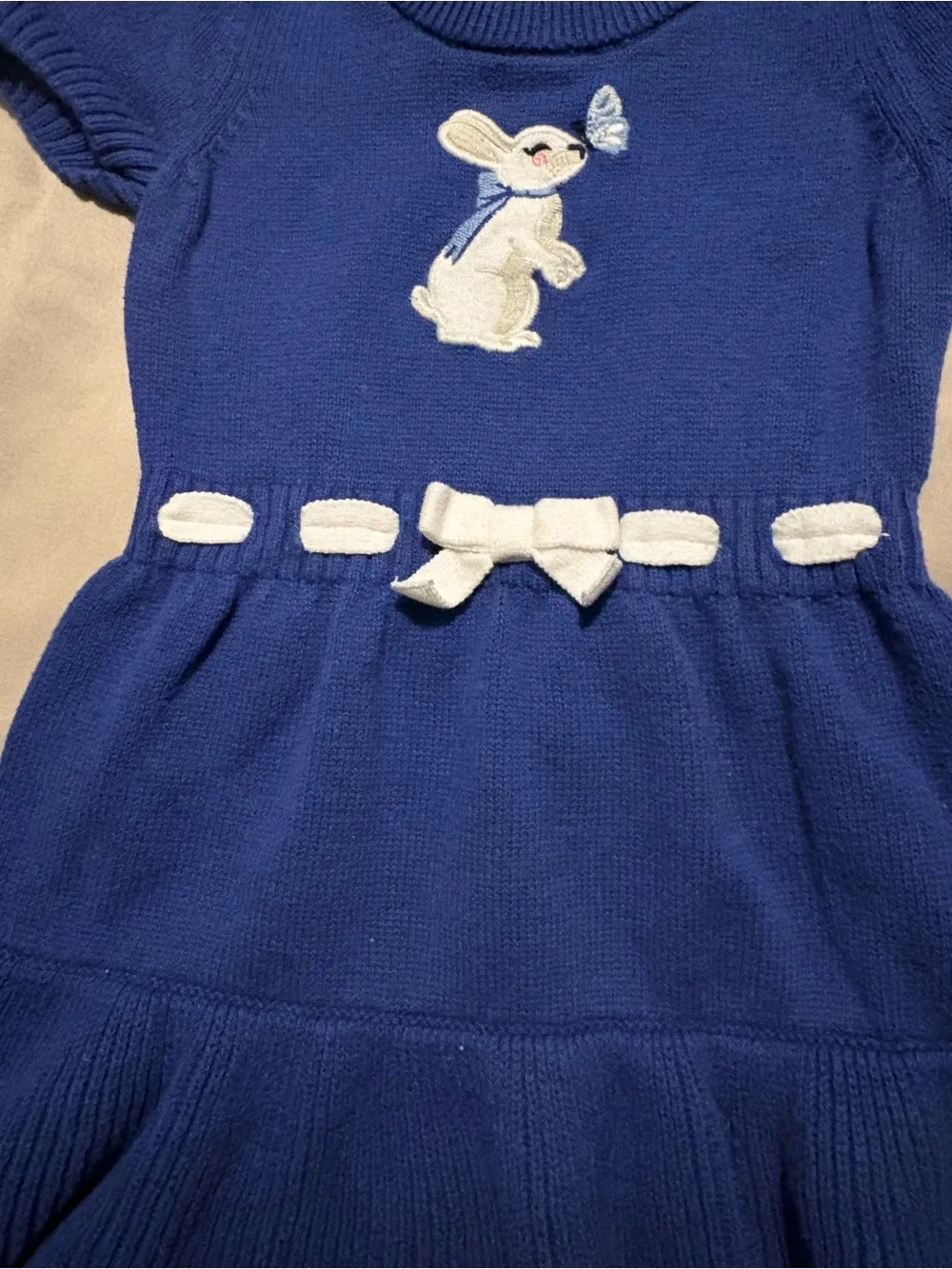 Gymboree Royal Blue Knit Dress with Bunny Appliqué